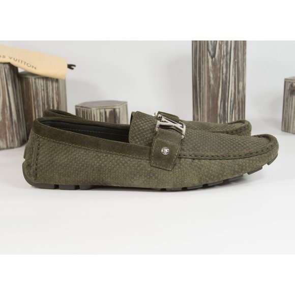 Louis Vuitton Monte Carlo Olive Suede Moccasins 12 - Picture 7 of 8